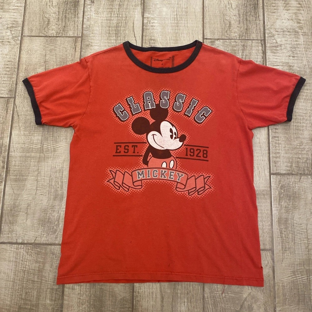 VTG Disney T-Shirt Red S Organic Cotton‎ Classic Mickey Mouse Grunge Y2K